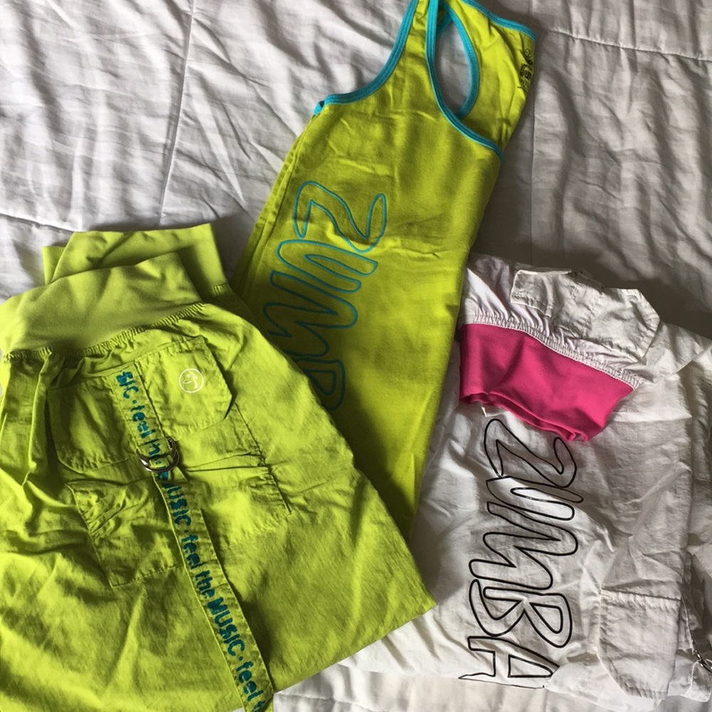 Lot of Zumba workout clothes